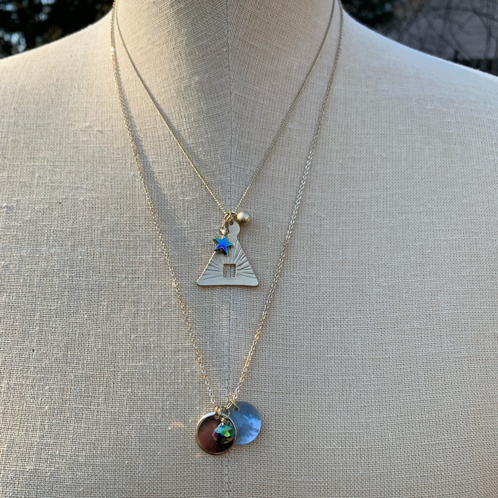 Hand Made Double Chain Galaxy Cosmic Necklace - Picture 8 of 12